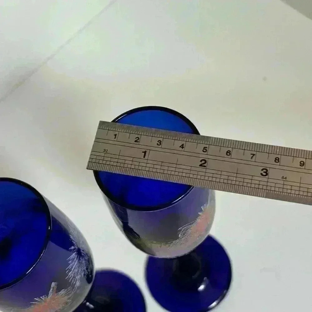 Millennium Y2K New Year’s Eve  1999/2000 cobalt glass champagne flutes. - Picture 10 of 10